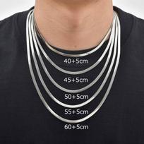 Vnox Herringbone Necklace, Stainless Steel Flat Blade Snake Chain, Gold Silver Plated Choker for Men Women, 3-5mm Width 40-65cm 3mm Width&40-45cm gray