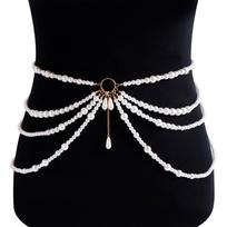 Belt Multilayer Pearl Waist Chain Y2K Jewelry Sexy Body Chain Pearl Waistband  Dress Accessories