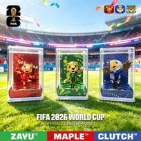 FIFA oficialiai licencijuotas 2026 m. Pasaulio taurės talismanas 3 dalių kolekcinis rinkinys Ventiliatoriaus suvenyras Klevas ir Laisvė Sankaba / 6 cm / 2,36 colio - Derva