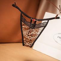 Moteriški apatiniai Seksualūs stringai, kvėpuojantys nėriniai, leopardo kelnaitės, moteriški stringai Seksualūs T-nugaros žemo aukščio apatinis trikotažas G-String one size ruda