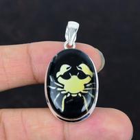 Cancer zodiac sign in black onyx pendant astrological jewelry handmade gemstone pendant 925 sterling silver pendant unique horoscope jewelry
