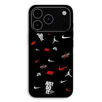 Case For iPhone 17 Pro NIKE JORDAN White red black background Maniacase juoda