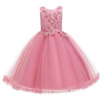 Girls Summer Evening Dress Princess Mesh Tutu Gown June 1 Performance Dress Kids Breathable Mesh Party and Banquet Formal Outfit 110cm tamsiai rausva spalva