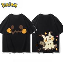 Pokemon Pikachu Gengar Front and Back Printed Tshirt for Men and Women New Summer Style in Harajuku Loose and Casual 4XL