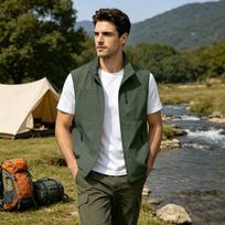 Men's Lightweight Outdoor Vest Quick Dry Multi Pocket Fishing Vest Waterproof Hiking Sleeveless Jacket for Travel Camping M