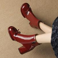 Bow Ankle Boots Woman High Heels Shoes Sexy Party Chunky Boots Elegant 2025 Winter Dress Brand Woman Pumps Botas Mujer 34