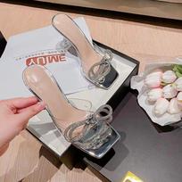 Summer New Style Luxury Sexy Comfortable Banquet Casual Rhinestone Elegant High Heels Bow Women's Slippers Zapatos Mujer 35