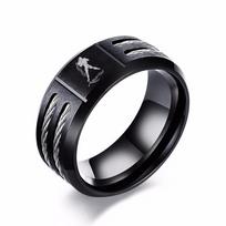 Vnox 12 Zodiako žiedas vyrams Juodo nerūdijančio plieno Susuktas vielos įdėklas Kietas vyras Žiedas Avinas Liūtas Žvaigždynas Vestuvinis žiedas 7 gray