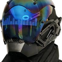 Cyberpunk helmet role-playing cool mask, with LED screen editable text and images, ninja warrior mask, Christmas birthday gift mėlyna