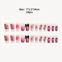Butterfly Bow Nail Sticker Wearable Nail Blush Fake Nail Finished Nail Sticker A21 Gel Jelly Double-sided Style