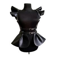 Retro Cyberpunk Suspender Skirt Sexy Leather Corset Belt Fashion Gothic Belt Dress  Bar Black Style B