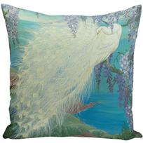 Blue White Peacock Decorative Throw Pillow Case Vintage Oil Painting Polyester Cushions Cover For Couch Home Sofa Home Decor Peach skin 18*18(CM)-1Pcs