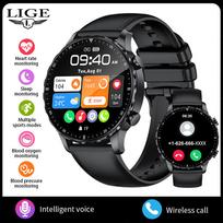 LIGE Naujas išmanusis laikrodis Vyriškas Bluetooth skambutis Širdies ritmo aptikimas Sportinis vandeniui atsparus išmanusis laikrodis silicone strap juoda