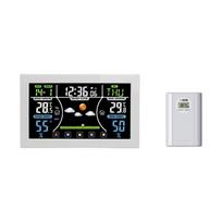 Color Screen Weather Station Clock With Temperature Humidity Monitor For Home Garden Garage Wine Cellar Storage Room balta
