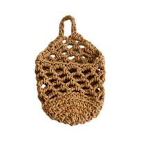 Storage Basket with Handle Wall Hanging Plant Baskets Hand-Woven Cotton Rope Planters for Fruits Plants Small chaki