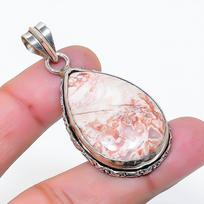 Natural Laguna Lace Agate Gemstone 925 Sterling Silver Pendant 1.93  AP-15549