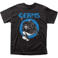 Germs Leather Skeleton Mens T-shirt Rock and Roll Music Classic Band Tee Black L