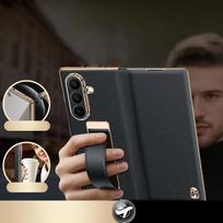 For Samsung Z Fold 7 Phone Case Cowhide Magnetic Flip Cover with Wrist Strap Compatible with Samsung Z Fold 6 5 4 Phone Case Opp Bag&For Samsung Z Fold 5 juoda