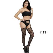 Women Sexy Lace Garter Pantyhose Black Silk Stockings Suspender Tights Lace Sheer Stockings