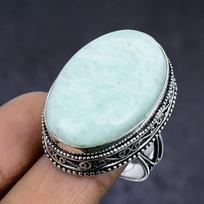 Amazonite Gemstone handmade 925 Sterling Silver gift Jewelry Ring Size 9 w0t40