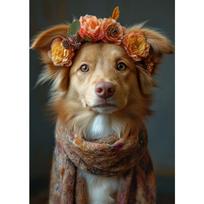 Baby Animals Bunny Goat Pig Dog Horse Sheep Flower Crown Canvas Posters and Prints Wall Art Pictures for Home Kid Room Decor 21cm×30cm NoFrame