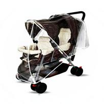 Baby Stroller Rain Cover Side by Side/Tandem Waterproof & Windproof Large Window for Travel Weather Shield Block