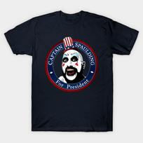 Men Black Print T-shirt Limitied Edition - Captain Spaulding For President No-Cut Heat Transfer Print Cotton Tshirt M tamsiai mėlyna