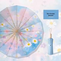 16-Rib UV Gel Sun Umbrella, Manual Dual-Use Sun & Rain Protection, Logo Customizable