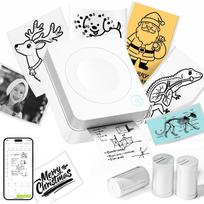 Sticker Printer, PM230 Mini Printer, Bluetooth Sticker Maker Machine with 3 Rolls Paper, Portable Print Pod for Journal, Lists balta