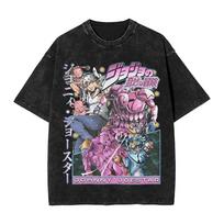 2026 Hot Sale JOJO Bizarre Adventure Gyro Zeppeli T Shirt Men Vintage Washed Oversized Tees Anime Graphic T-shirts Streetwear Cotton Tops Men Women L