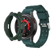 Silikoninis dirželis+dėklas Samsung Galaxy Watch 6 Classic 43mm 47mm Sportinis žiedinis dirželis Ekrano apsauginis dangtelis SAMSUNG 6Classic Watch 6 Classic 47mm žalia