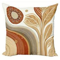Ruda Retro Augalų Stiliaus Pagalvės Užvalkalas Miegamojo Svetainės Sofos Namų Dekoras Poliesterio Pagalvės Užvalkalas Su Užtrauktuku Peach skin 18*18(CM)-1Pcs beige