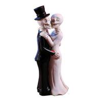 Kissing Skeleton Couple Figurine Wedding Skull Bride And Groom Sculpture Day of The Dead Gothic Resin Statue for Halloween Home Decor Size#Skull
