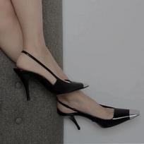 Elegant Woman Sandals High Heeled Sexy Closed Toe Footwear  Summer Slingback Pointed Dress Ladies Shoes 35
