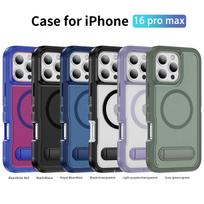 Wholesale Strong Magnetic Kickstand Shockproof Phone Case for iPhone 11 12 13 14 15 16 17 Pro Pro Max Plus Opp Bag&For iPhone17