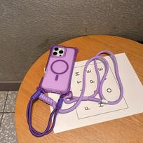 Hanging Rope Magnetic Phone Strap for iPhone 13/14/15/16/Pro Max Opp Bag&For iPhone 16 violetinė