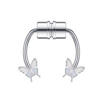 Women Fake Piercing Nose Ring Bee Nose Clip On Non Piercing Nose Clip Butterfly Stainless Steel Magnet Septum Ring Jewelry