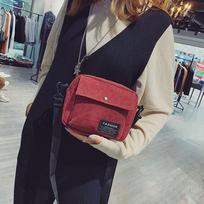 Women Canvas Single Shoulder Messenger Bag Small Square Bag Corduroy Bag raudona