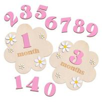 Baby Monthly Milestone Card Sign Wooden Flower Board with 10 Interchangeable Numbers for Newborn Growth Tracker Photo Prop Baby Shower Nursery Decor rožinė