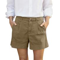 Women’s Classic Fit Chino Shorts with Button Closure and Belt Loops Casual Tailored Design for Everyday Wear M kupranugaris