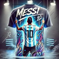 Naujas atvykimas Futbolo marškinėliai Berniukui/Vyrui 3D Messi raštas Vasariniai kvėpuojantys sportiniai trumpomis rankovėmis Argentinos futbolo specialus marškinėlių komplektas 2XL blue