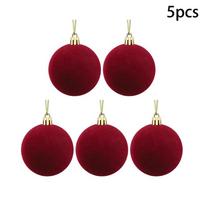 5/10pcs Velvet Christmas Ball Ornaments Red White Xmas Tree Hanging Pendants DIY Home Party Christmas Decoration New Year Gifts
