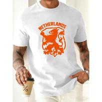 Men's Netherlands Lion Emblem T-Shirt - Dutch National Lion of Nassau Print, Round Neck Short Sleeve Casual & Wear Suitable for Travel S balta