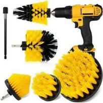 Yellow Drill Brush 6-Piece Set for Kitchen, Bathroom, Floor Gap Cleaning Other; 6-Piece Set; PP