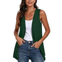 Women's Sleeveless Open Front Cardigan Lightweight Summer Vest with Pockets Casual Loose Fit Outerwear for Outdoor Use XXL