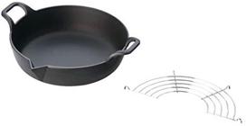 Iwachu Tempura Inner Diameter Nambu Flat Bottom Tempura Pot 25 25101 Pot, Black, 24cm, Ironware, juoda