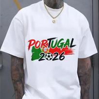 Portugal 2026 Patriotic Soccer Fan TShirt Brushstroke Flag Colors Football Graphic Tee Men Women Fashion Crewneck Cotton Tops S