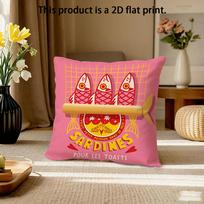 Vikama Pink Sardine Cushion Cover Retro Food Style Living Room Sofa Pillow Cover Car Home Decor Peach skin 18*18(CM)-1Pcs