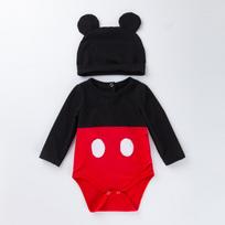 Kūdikio pavasario ir rudens ilgomis rankovėmis kombinezonas su kepure naujagimiams - Unisex 80 (12-24 months) raudona/juoda