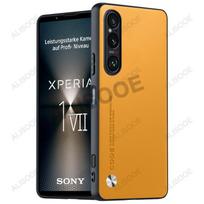 For Sony Xperia 1 VII Case Luxury Fiber Texture PU-Leather Protection Plastic Hard Cover for Sony Xperia1 VII  Capa Fundas forSony Xperia 1 VII geltona